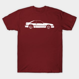 Ford Mustang GT (fox body) - stylized white on dark background T-Shirt